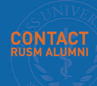 Graphic text of "Contact RUSM Alumni"