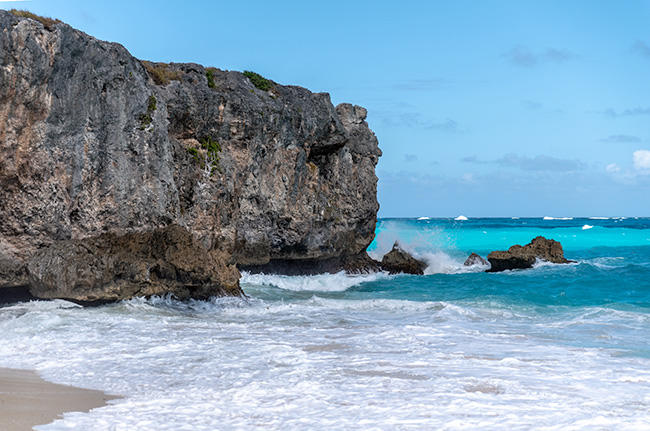 Barbados rocks and water