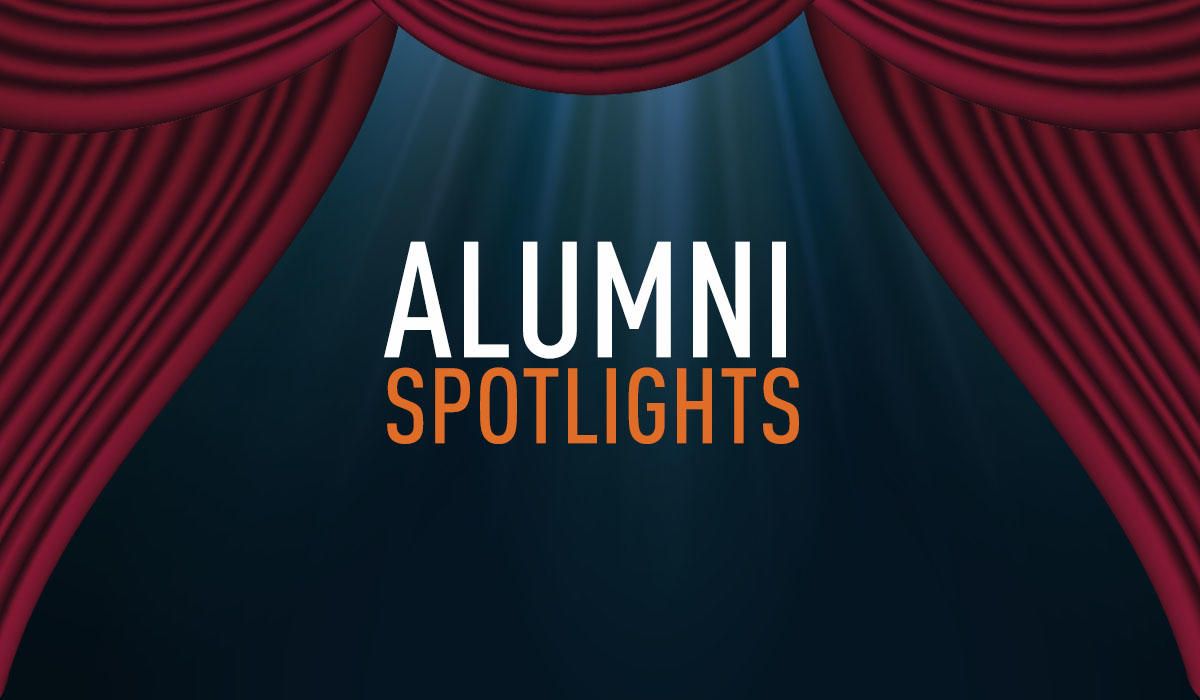 Graphic text of "Alumni spotlights"