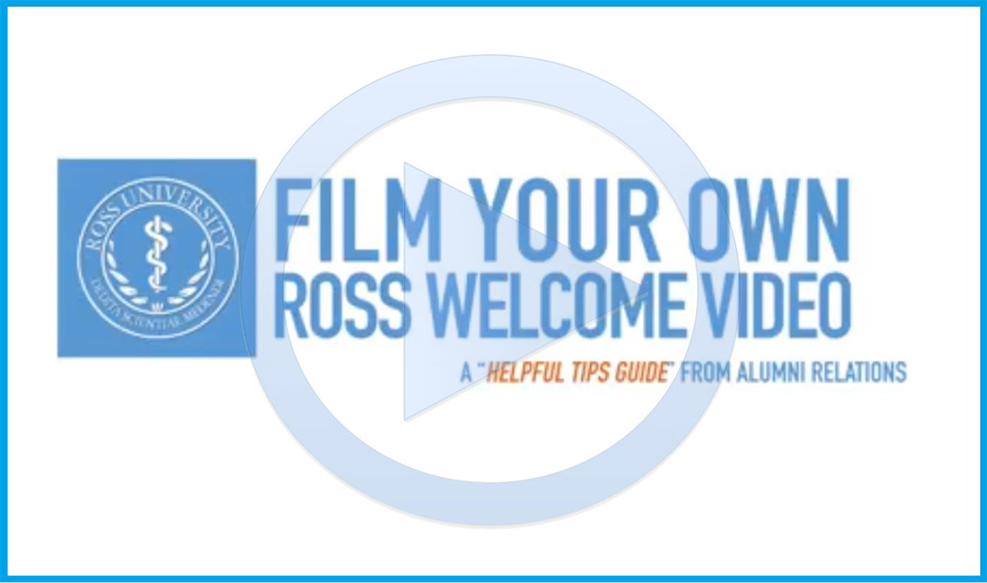 Graphic text of "Film your own Ross welcome video- a "helpful tips guide" from Alumni Relations"