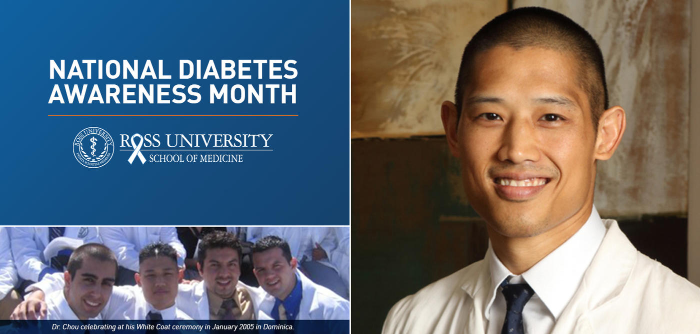 Brian Chou headshot along with National Diabetes Awareness Month graphic text